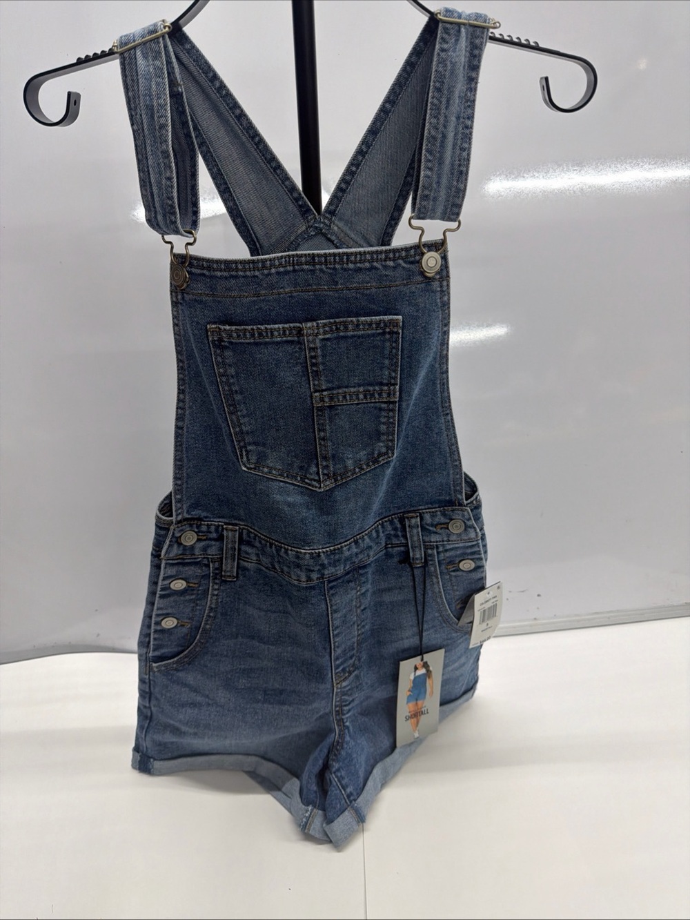 Celebrity Pink Blue Denim Short Overalls